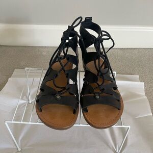Indigo Brand Black Lace Up Sandals
